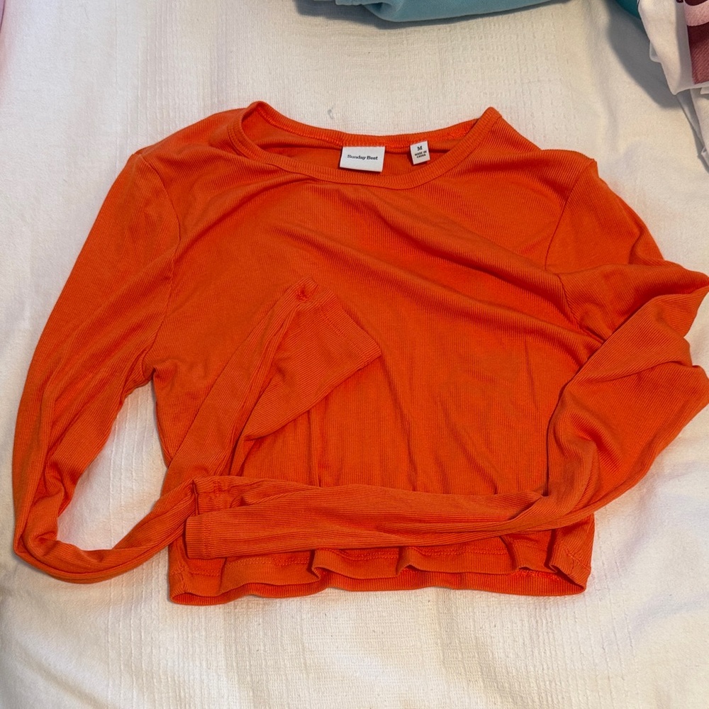 Aritzia Orange Long Sleeve Top